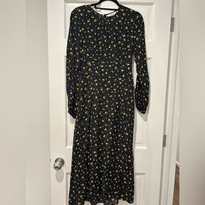 & Other Stories Black Floral Midi Dress